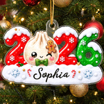 Decorazione natalizia personalizzata con effetto 3D: grazioso fiocco di neve a forma di gnocchetto 2026, con nome, decorazione per l'albero di Natale, regalo di Natale per la famiglia, i bambini e gli