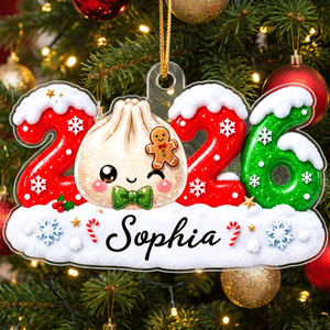 Personalised 3D-Effect Art Cute Dumpling Snowflake 2026 Christmas Ornament with Name Tree Decor Christmas Gift for Family Kids Friends