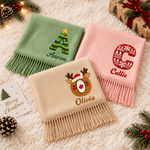 Écharpe-châle personnalisée de Noël avec initiale, à pompons doux multicolores et nom – Accessoire d'hiver, cadeau de Noël ou d'anniversaire pour la famille et les amis