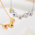 Personalisierte Halskette aus Sterlingsilber mit Herz-, Hunde- oder Katzenpfotenabdruck-Anhänger und Geburtsstein – eleganter Schmuck als Geburtstagsgeschenk für Tierliebhaber