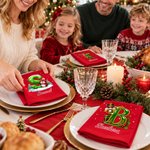 Personalised Reindeer Nutcracker Santa Initial 100% Cotton Napkins with Name Festive Table Decor Christmas Gift for Family Friend