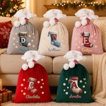 Personalized Christmas Stocking Pattern Gift Bag with Name and Initial Christmas Gift for Kids Family Friends