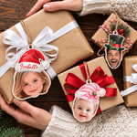 Gepersonaliseerde foto met kerstmuts – Kerstboomversiering met naam – Woonaccessoire – Kerstcadeau voor familie, vrienden en kinderen