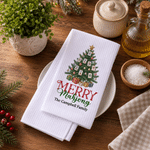 Personalized Absorbent Lightweight Merry Mahjong Christmas Tree 100% Cotton Tea Towel with Text Kitchen Use Christmas Gift for Mahjong Lover Mom