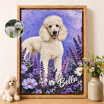 Personalized Flower Bed Oil Painting Style Pet Photo Canvas Prints with Name Home Decor Birthday Gift for Pet Owners