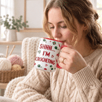 Personalised Cartoon Knitted Character Yarn Crochet 11 oz 15 oz Ceramic Mug with Name Daily Use Christmas Birthday Gift for Knitting Lovers