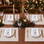 Personalisierte Weihnachtsserviette im Retro-Design | mit Namen & Initiale | 100% Baumwolle | Weihnachten Geschenk für Familie & Freunde
