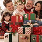 Personalized Cute Santa Hat Photo Waterproof Sticker with Name Gift Decor Christmas Gift for Family Friends Kids