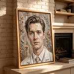 Stampe su tela personalizzate con ritratti in stile pittura a olio, realizzati con spatole da cucina in legno e motivi floreali, con testo; decorazioni per la casa; spedizione dagli Stati Uniti; regalo di compleanno per familiari e amici