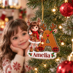 Décoration personnalisée pour la maison : pendentif en acrylique avec effet 3D, personnage de dessin animé, photo et initiale, avec prénom. Cadeau de Noël pour garçons et filles