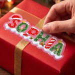 Personalised Multicolour Christmas Santa Hat Gingerbread Man Letter Sticker Name Gift Tag Christmas Gift for Family Friend