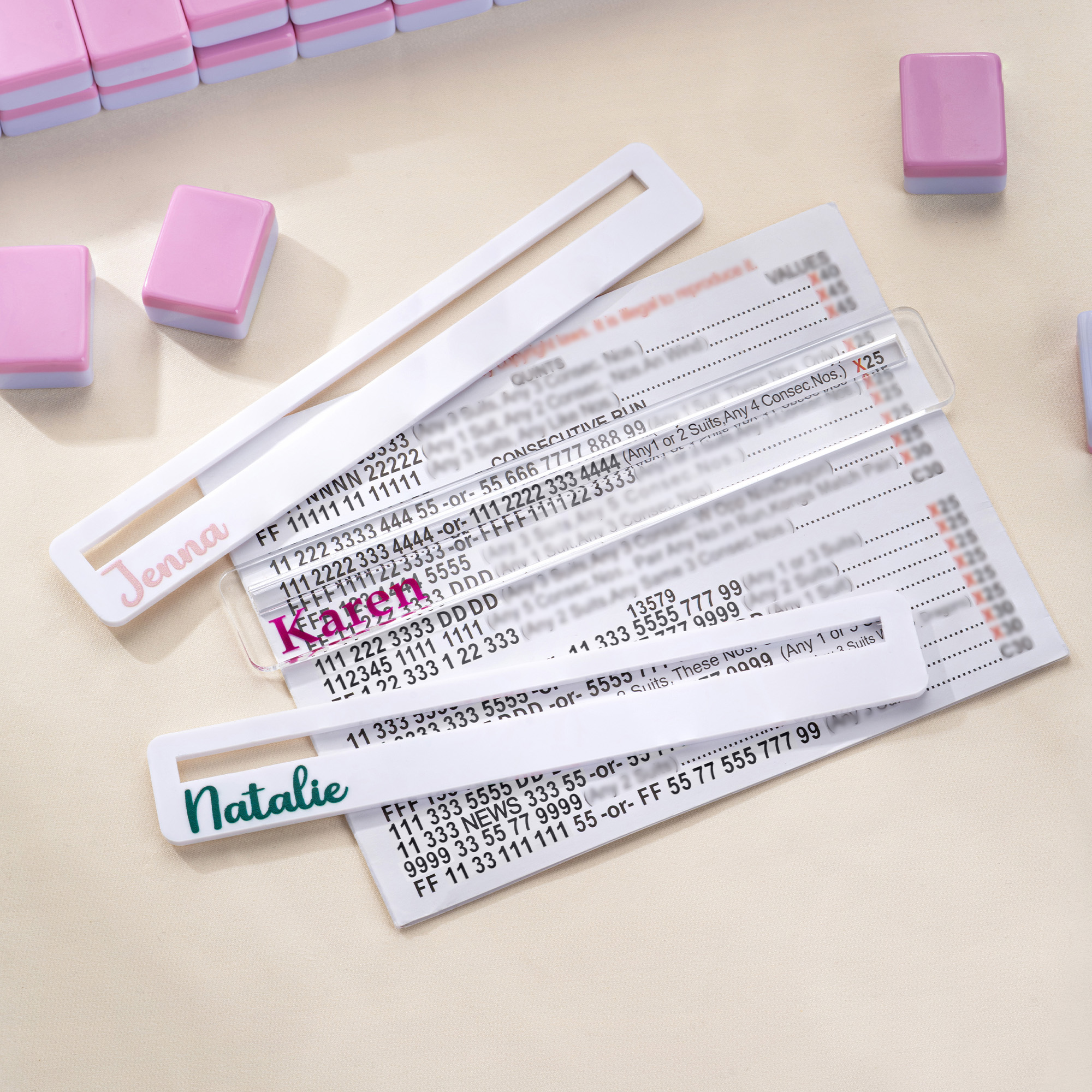 Personalisierte Clear & White Acryl Mahjong Pusher Line Finder Mahjong Nacht Geburtstag Geschenk für Mahjong Spieler