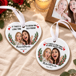 Personalized Christmas Theme Cartoon Comic Photo Ceramic Ornament with Text and Year Christmas Gift for Besties Friends