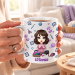 Personalised Cartoon Knitted Character Yarn Crochet 11 oz 15 oz Ceramic Mug with Name Daily Use Christmas Birthday Gift for Knitting Lovers