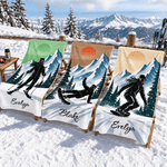 Personlig skisilhuett – hurtigtørkende sportshåndkle i mikrofiber med navn – til utendørsaktiviteter, skiferier og som bursdagsgave til skientusiaster