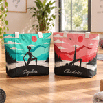 Personalised Multicolour Yoga Silhouette Mat Tote Bag with Name Yoga Accessories Sports Gift for Women Yoga Lovers