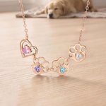 Personalisierte Halskette aus Sterlingsilber mit Herz-, Hunde- oder Katzenpfotenabdruck-Anhänger und Geburtsstein – eleganter Schmuck als Geburtstagsgeschenk für Tierliebhaber