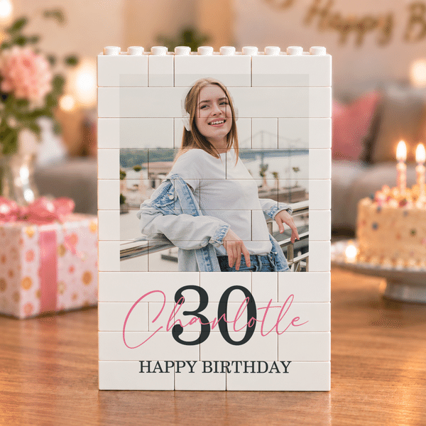 Personalized Milestone Photo Building Brick Puzzles with Number Name and Text Desk Decor Anniversary Birthday Gift for Besties Couple Friends