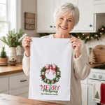 Personalized Absorbent Lightweight Merry Mahjong Christmas Tree 100% Cotton Tea Towel with Text Kitchen Use Christmas Gift for Mahjong Lover Mom