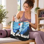 Personalised Multicolour Yoga Silhouette Mat Tote Bag with Name Yoga Accessories Sports Gift for Women Yoga Lovers