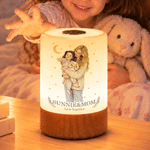 Personlig LED-nattlampa med dimmbar touch-funktion, akvarellmotiv av mamma och barn, med text och fjärrkontroll – heminredning och födelsedagspresent till barn och mamma