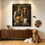 Personalized Oil Painting Style Pet and Owner Matching Outfit Photo Canvas Prints with Text Home Decor Birthday Gift for Pet Owners