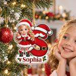 Décoration personnalisée pour la maison : pendentif en acrylique avec effet 3D, personnage de dessin animé, photo et initiale, avec prénom. Cadeau de Noël pour garçons et filles