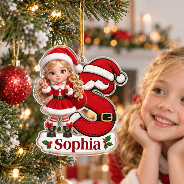 Personalized Cute 3D-Effect Artwork Cartoon Character Photo Initial Acrylic Ornament with Name Home Decor Christmas Gift for Boys Girls
