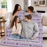 Personalized Watercolor Couple Photo Soft Throw Blanket with Title and Names Home Decor Anniversary Birthday Gift for Couple Lover