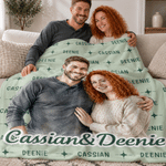Personalized Watercolor Couple Photo Soft Throw Blanket with Title and Names Home Decor Anniversary Birthday Gift for Couple Lover