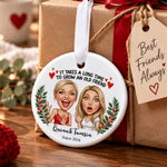 Personalized Christmas Theme Cartoon Comic Photo Ceramic Ornament with Text and Year Christmas Gift for Besties Friends