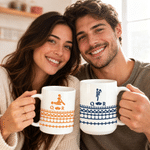 Tasse à café en céramique personnalisée avec motif Stickman, 11 oz ou 15 oz, avec initiale – Cadeau de tous les jours, pour un anniversaire de mariage, un anniversaire ou Noël, pour un couple, une femme ou un mari
