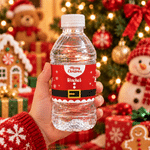Personalised Ho Ho Ho Merry Christmas Snowflake Waterproof Water Bottle Labels Stickers with Name Set of 20 Christmas Party Gift for Family Friends