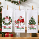 Personalized Absorbent Lightweight Merry Mahjong Christmas Tree 100% Cotton Tea Towel with Text Kitchen Use Christmas Gift for Mahjong Lover Mom