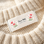 Personalized Two Birth Flower 100% Cotton 50 Pcs Sewing Labels with Text Clothing Handmade Item Birthday Gift for Knitting DIY Craft Lovers
