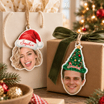 Gepersonaliseerde foto met kerstmuts – Kerstboomversiering met naam – Woonaccessoire – Kerstcadeau voor familie, vrienden en kinderen