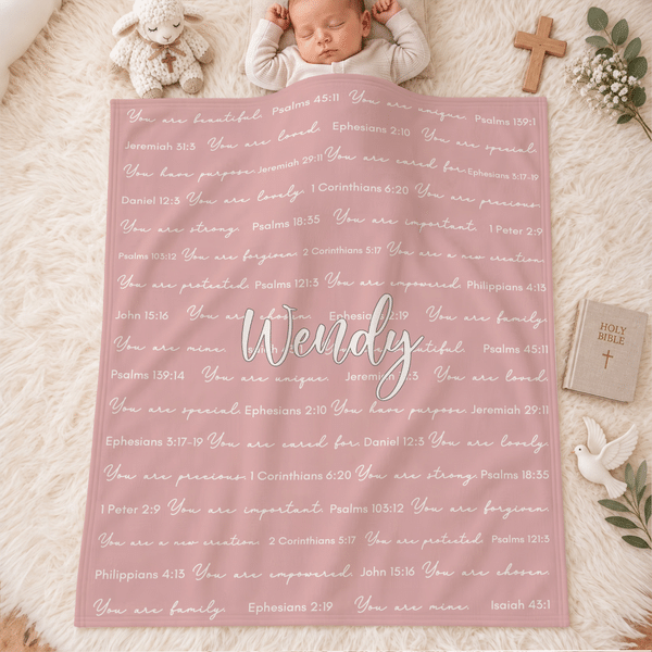Personalized Multicolor Christianity Bible Verse Soft Throw Blanket with Name Home Decor Anniversary Birthday Gift for Goddaughter Newborn