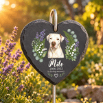 Personalised Flower Pet Photo Garden Stone with Name and Date Memorial Sympathy Gift for Pet Owner Lover