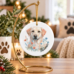 Personalised Watercolor Pet Portrait Christmas Ceramic Ornament with Name Home Decor Christmas Gift for Pet Owners Lovers