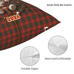 Personalised Cute Penguin Reindeer Plaid Design Soft Cushion Cover with Name Home Decor Christmas Gift for Family