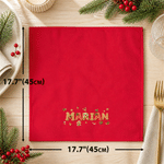 Personalised Gingerbread Christmas Biscuit Pattern 100% Cotton Reusable Red Napkin with Name Table Decor Christmas Gift for Family Friend