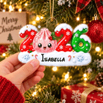 Decorazione natalizia personalizzata con effetto 3D: grazioso fiocco di neve a forma di gnocchetto 2026, con nome, decorazione per l'albero di Natale, regalo di Natale per la famiglia, i bambini e gli