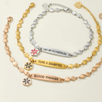 Personalized Exquisite Heart Chain Adjustable Medical Alert ID Bracelet with Engraved Emergency Information Birthday Gift for Women
