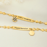 Personalized Exquisite Heart Chain Adjustable Medical Alert ID Bracelet with Engraved Emergency Information Birthday Gift for Women
