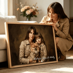 Personalized Oil Painting Style Pet and Owner Matching Outfit Photo Canvas Prints with Text Home Decor Birthday Gift for Pet Owners