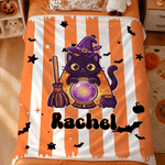 Couverture douce personnalisée avec motif mignon sur le thème d'Halloween et prénom – Décoration d'intérieur – Cadeau d'Halloween pour la famille, les amis et les enfants