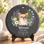 Personalised Flower Pet Photo Garden Stone with Name and Date Memorial Sympathy Gift for Pet Owner Lover