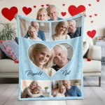 Personlig mykt pledd med 5–9 hjertebilder og navn til par som gave på valentinsdagen og jubileer 3