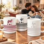 Tasse à café en céramique personnalisée avec motif Stickman, 11 oz ou 15 oz, avec initiale – Cadeau de tous les jours, pour un anniversaire de mariage, un anniversaire ou Noël, pour un couple, une femme ou un mari