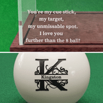 Personalized Engraved Billiards Cue Ball with Name Text Logo and Display Box Birthday Gift for Men Pool Players